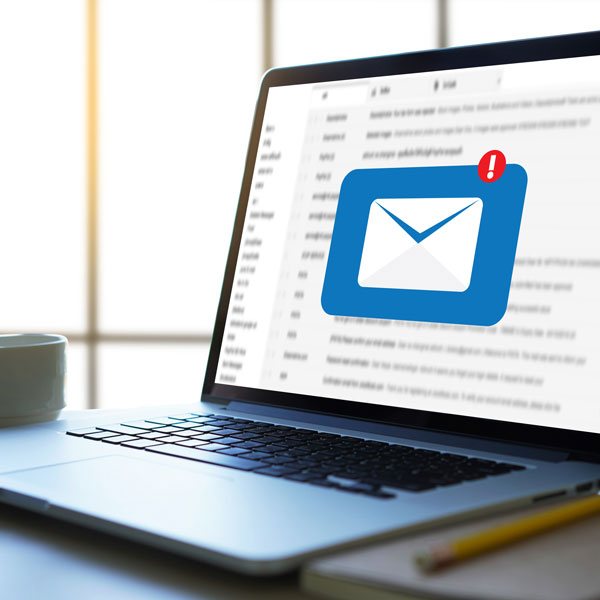 computer with email open