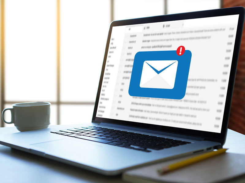computer with email open